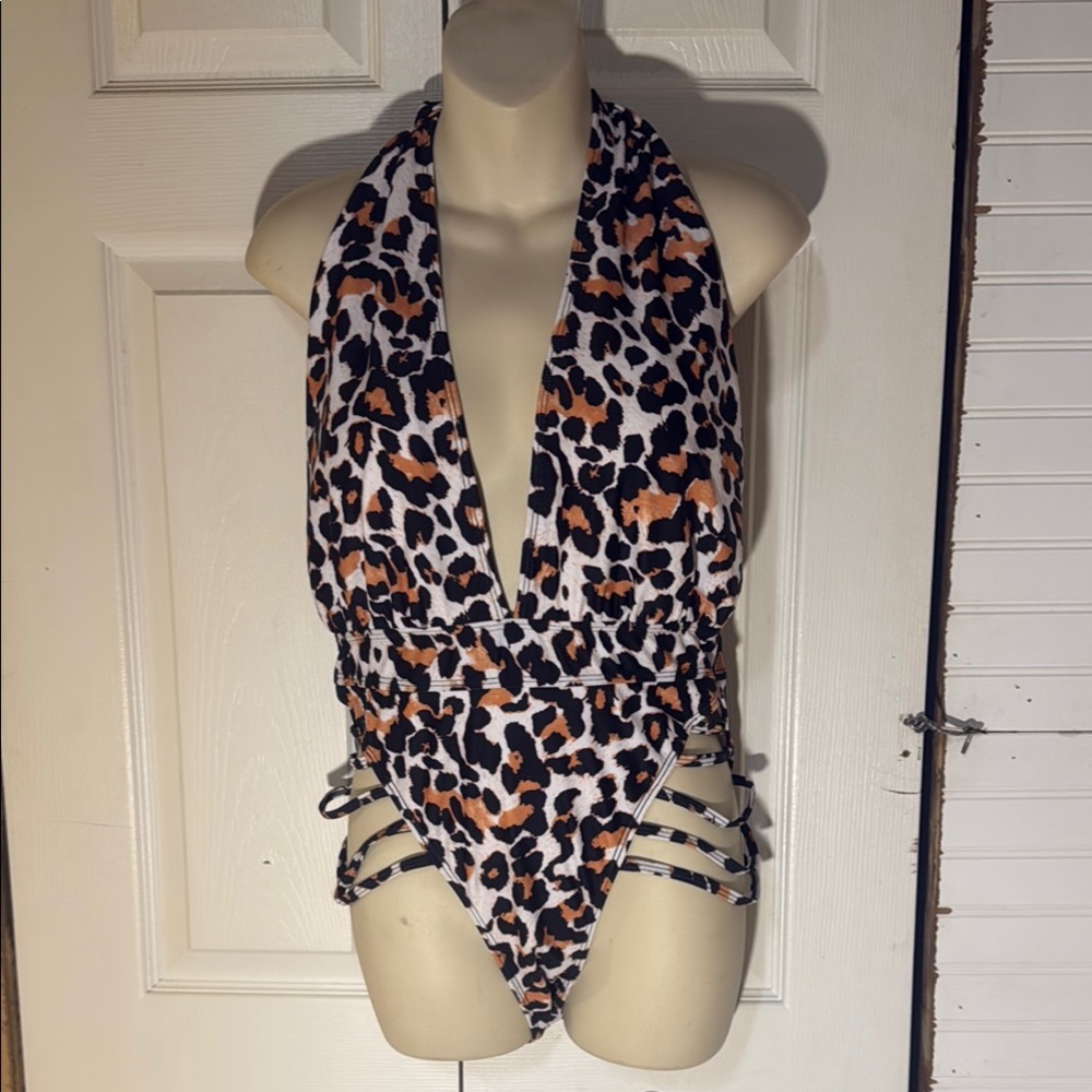 Leopard Print Halter Swimsuit